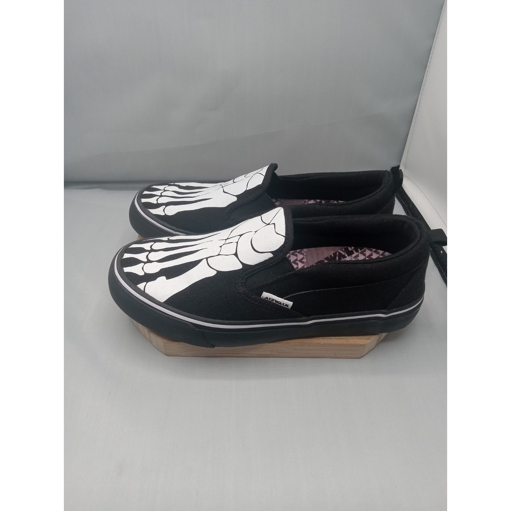 BOY'S AIRWALK-SIDEKICK CANVAS FABRIC SKELATON SLIP‎ ON BLACK ATHLETIC Shoes Sz 5 - Picture 12 of 16